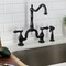 Kingston Brass Bridge Kitchen Faucet with Brass Sprayer, Matte Black KS7750BALBS - alternate 5
